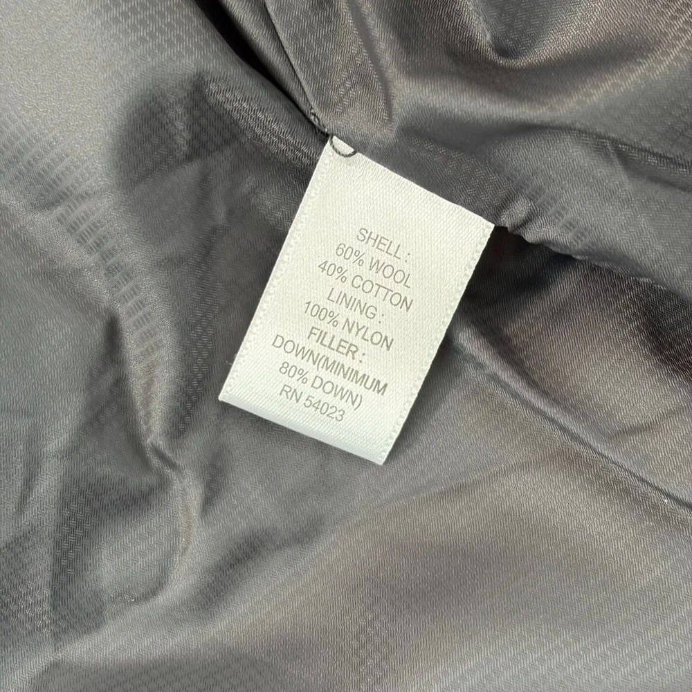 Banana Republic Down Puffer Jacket‎ Men Small Grey Wool Blend Hidden Hood Zip Up